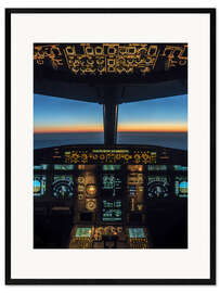 Impresión de arte enmarcada  Cabina de piloto A320, atardecer - Ulrich Beinert