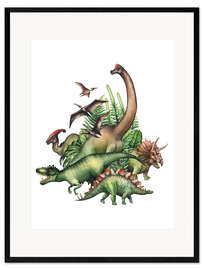 Impresión de arte enmarcada  Dinosaurios en la selva