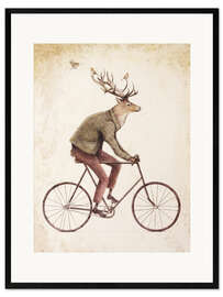Impresión de arte enmarcada  Ciervo en la bicicleta - Mike Koubou