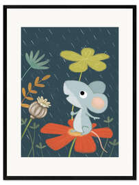 Impresión de arte enmarcada  Ratón en clima de abril - Lucy Barnard